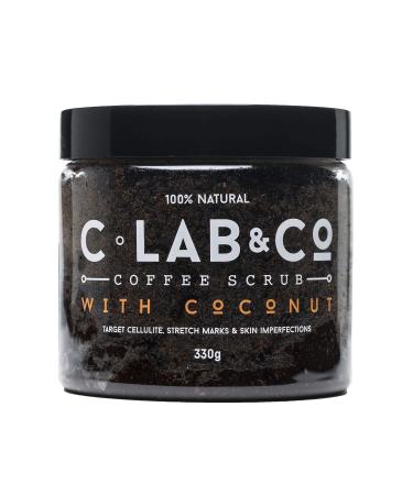 C Lab & Co - Nourishing Coffee with Coconut Body Scrub Tub Made with Arabica Coffee Beans with Vitamin E and Sweet Almond Oil Suitable for Face and Body 330g