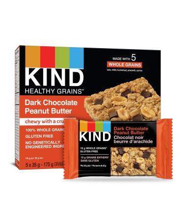KIND Healthy Grains Bars Peanut Butter Dark Chocolate Gluten Free 35 Grams 5 Count