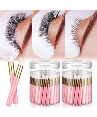 Pink 100 Pieces Lash Cleansing Brushes with Container - Eyelash Extension Cleanser Supplies - Buy Online on GoSupps.com