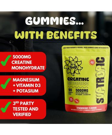 SUPTROPIC Creatine Gummies for Men & Women 30 Servings - 5g Vegan Creatine Monohydrate Gummies with Electrolytes Vitamin D3 & Zero Sugar Chewable Gummy Supplement for Muscle Strength & Recovery - Buy Online on GoSupps.com