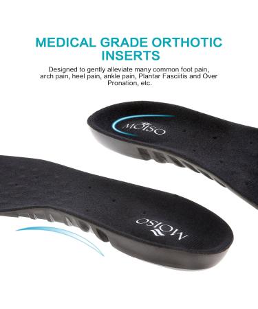 MOISO Memory Foam Orthotic Insoles for Plantar Fasciitis with Arch Support - Men & Women 7.5-9.5 M US / 6-8.5 M US, Black - Buy Online on GoSupps.com
