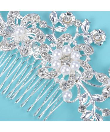 Euvoym 3 Pieces Bridal Wedding Hair Clip Comb Bridal Flower Side Hair Clips Pearl Bridal Headpiece Wedding Accessories for Women and Girls - Buy Online on GoSupps.com