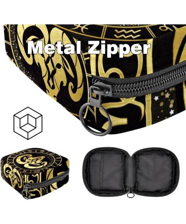 Javenproeqt Portable Women's Binding Bags | Menstrual Cup Pocket & Tampon Insert Bag for Teen Girls | Stylish Round Golden Multicolored Design - Buy Online on GoSupps.com