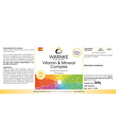 Vitamin A-Z Multivitamin Capsules - High-Dose Vegan Formula with 18 Essential Vitamins & Minerals - 250 Capsules - Warnke Vital Substances - German Pharmacy Quality - Buy Online on GoSupps.com