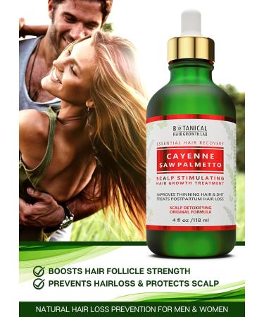 Botanical Hair Growth Treatment | Cayenne & Saw Palmetto Oil | Anti-Thinning Pre-Shampoo for Women & Men - 4 Fl Oz - Buy Online on GoSupps.com