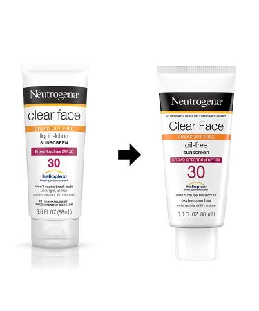 Neutrogena Clear Face Liquid Sunscreen SPF 30 for Acne-Prone Skin - 3 fl. oz - Buy Online on GoSupps.com