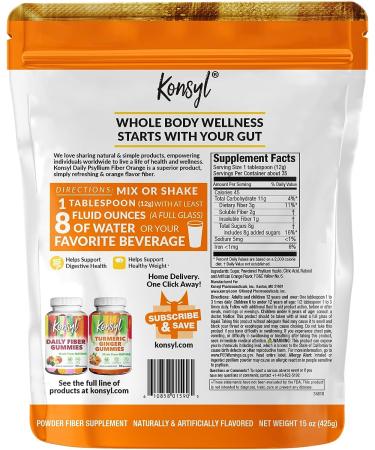 Konsyl Daily Psyllium Fiber Orange Natural Digestive Support - Buy Online on GoSupps.com