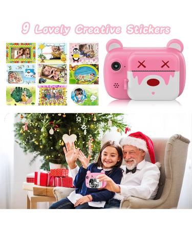 Instant Print Camera for Kids - Bearbrick Selfie Kids Camera with Zero Ink | Dual Lens | 1080P HD | 2.4 Inch | 1000 mAh | 3 Rolls Print Paper Camera for Girls Boys Age 3-12 Birthday Pink - Buy Online on GoSupps.com
