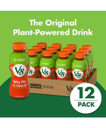 V8 Spicy Hot 100 Vegetable Juice 12oz Bottle - Tomato Vegetable Blend - Buy Online on GoSupps.com