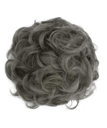 CAISHA by PRETTYSHOP Large Hairpiece Scrunchy Instant Updo Curly Messy Bun Ash Gray G27E ash gray #171 G27E