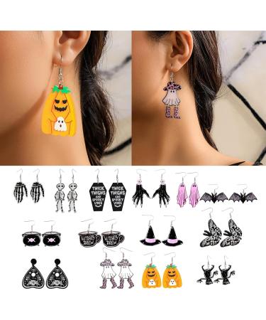 Feylie Halloween Acrylic Earrings - Pumpkin Skeleton Dangle Drops | Statement Jewelry for Women - Buy Online on GoSupps.com