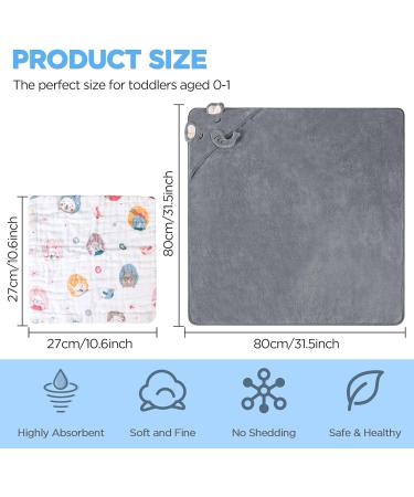 ZXK CO Hooded Baby Bath Towel with Elephant Hood | Absorbent Baby Towel & Flannels Blanket Set | Personalised Baby Gifts - Buy Online on GoSupps.com
