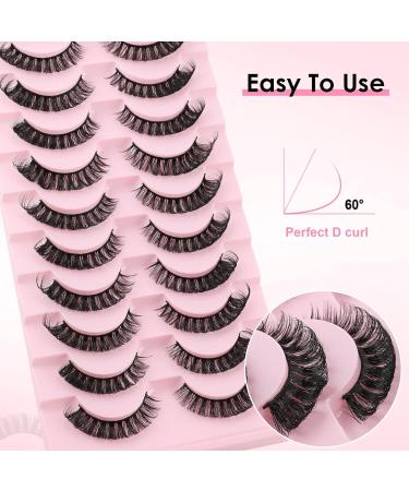3D Russian Strip Fake Lashes - Cat Eye D Curl Fluffy - 10 Pairs Natural Look Faux Mink Eyelashes | LTJ24 - Buy Online on GoSupps.com