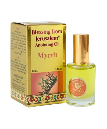 Ein Gedi Myrrh Anointing Oil Blessing from Jerusalem Gold Collection Holy Land Anointing Oil for Prayers and Blessings. (12ml Myrrh) Myrrh 0.4 Fl Oz (Pack of 1)