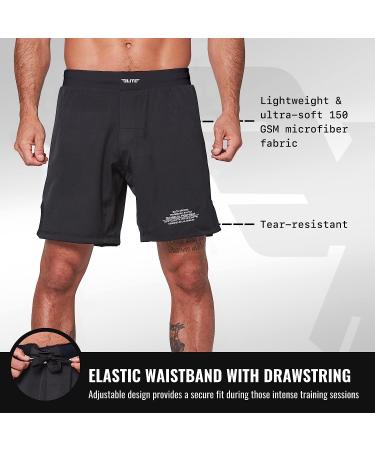 Elite Sports Men's MMA Fight Shorts Black Jack - UFC BJJ No Gi Grappling Jiu Jitsu Shorts (Medium) - Buy Online on GoSupps.com
