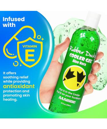 Rubber Ducky Cooler Gel - Soothing Aloe Vera Gel for Sunburn Relief | Fast Absorbing Vegan After Sun Care with Vitamin E & Tea Tree Oil | 10 oz - Buy Online on GoSupps.com