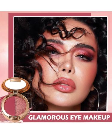 Double Color Eyeshadow Palette - High Pigment Matte & Glitter Eye Makeup - 02 Plum Red - Buy Online on GoSupps.com