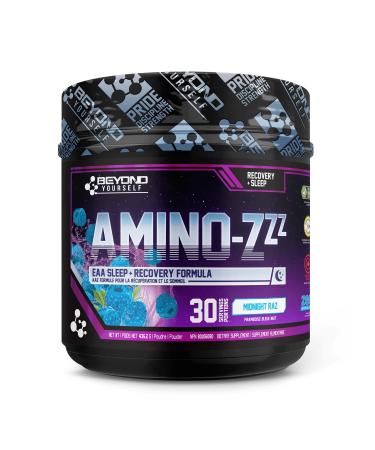 Beyond Yourself - Amino Zzz | The Ultimate Sleep & Recovery Elixir | Sleep Aid Complex with GABA L-Theanine Magnesium Zinc and Melatonin | 7.2g Vegan-Sourced EAAs for Muscle Repair | Zero Sugar Zero Calories | Midnight Raz