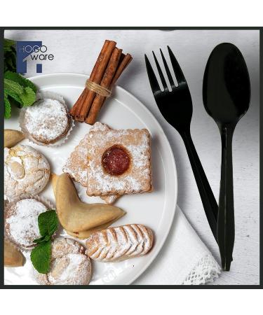 HOGOWARE 500 Black Plastic Forks - Medium Weight Disposable Cutlery for Take-Out, Parties, Picnics & Outdoor Events - Buy Online on GoSupps.com