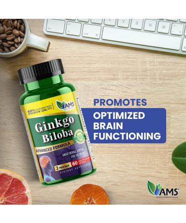 America Medic & Science Ginkgo Biloba 60mg (60 Softgels) | Brain Booster Supplement for Men and Women | Mind Enhancer with Herbal Leaf Extract 60 Count (Pack of 1) - Buy Online on GoSupps.com