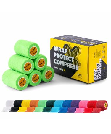6 Rolls SPORTTAPE Self-Adhesive Football Sock Tape | 7.5cm x 4.5m - Mint Green | Cohesive Bandage - Pet Bandage Vet Wrap for Dogs & Horses | Compression Bandage Shin Pad Tape & Football Ankle Tape Mint Green 7.5x450 cm (Pack of 6)