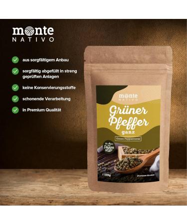 Premium Green Peppercorns 150g - Monte Nativo | Ideal for Pepper Mill | Gently Dried Spices - International Shipping - Buy Online on GoSupps.com