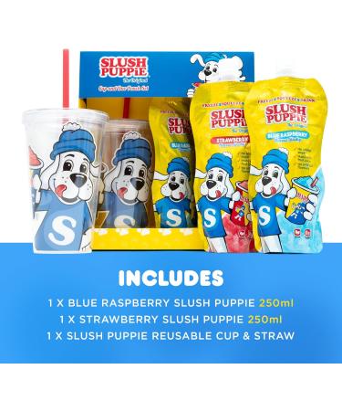 Slush Puppie Gift Set - Cup & Duo Slush Puppy Pouches 1x SLUSH PUPPiE Blue Raspberry Pouch 1x SLUSH PUPPiE Strawberry Pouch SLUSH PUPPiE Branded Reusable Cup & Straw Slushy Christmas Gifts - Buy Online on GoSupps.com
