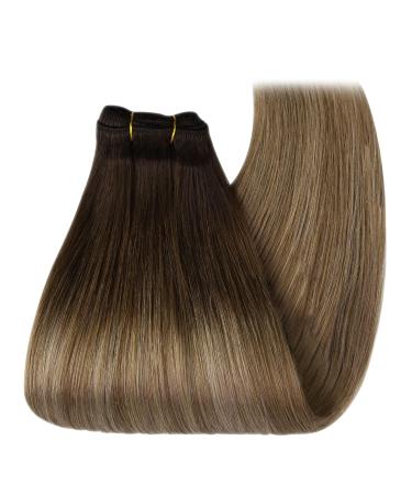 Youngsee Tressen Real Hair Balayage Weaving Extensions - 45cm Double Tresse #4/10/16 for Natural Brown Blonde Styles 100g Invisible Hairpin - Buy Online on GoSupps.com
