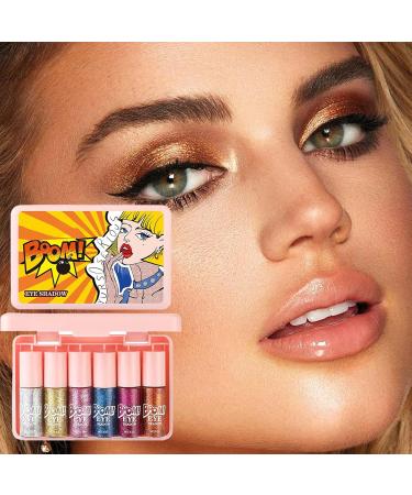 Liquid Glitter Eyeshadow 6 Piece Liquid Gloss Cosmetics Long Lasting Sparkly Eyeshadow Makeup Accessories for Women Girls Bridal - Buy Online on GoSupps.com