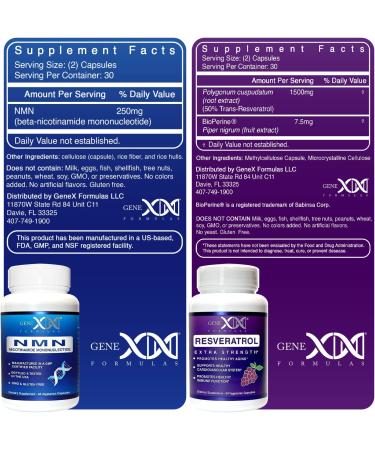 GENEX NMN and Resveratrol Dynamic Duo Supplements | 250mg NMN + 1500mg Resveratrol w/ BioPerine | Healthy Aging Support (2 Bottles) - Buy Online on GoSupps.com
