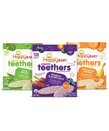 Happy Baby Organics Teether 3 Flavor Variety Pack 12 Count (Pack of 3)