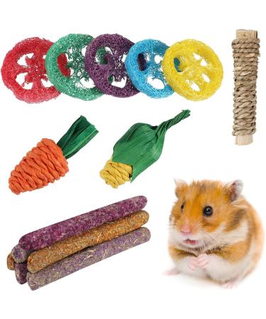 Fanshiontide 14 In 1 Bunny Chew Toys for Teeth Rabbit Chew Toys Timothy Hay Sticks Rabbit Toys Boredom Breaker Loofah Wood Grass Carrots Corn Chew Toys for Rabbit Guinea Pig Hamster Chinchilla - Buy Online on GoSupps.com