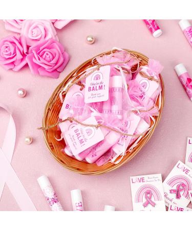100 Pink Ribbon Breast Cancer Awareness Gift Sets - Bulk Lip Balms Organza Bags & Tags for Charity Events - Buy Online on GoSupps.com