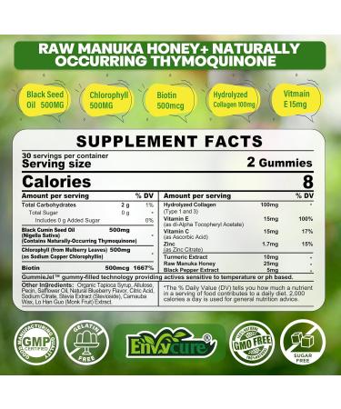 EnvyCure 2 Pack Moringa Spirulina Gummies Organic with 1 Pack Black Seed Oil Gummies - Buy Online on GoSupps.com