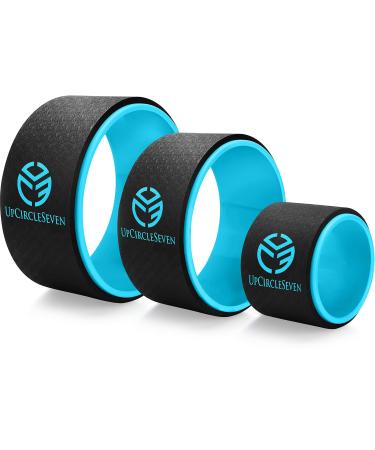 UpCircleSeven Yoga Wheel Set - Strongest & Most Comfortable Yoga Prop Wheel 3 Pack for Back Pain and Stretching (12 10 6 inch) Blue