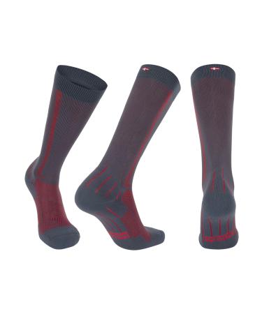 Danish Endurance compression stockings sports compression socks support stockings thrombosis socks 21-26 mmHg for men & women gray/red 35-38