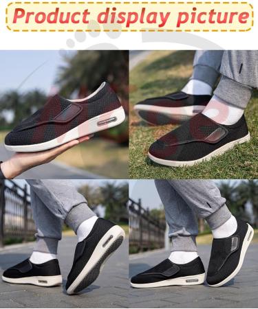 Extra Wide Fitting Diabetic Trainers for Men - Breathable Knit Adjustable Slippers with Anti-Slip Sole for Seniors - 5.5 Dark Grey - Buy Online on GoSupps.com