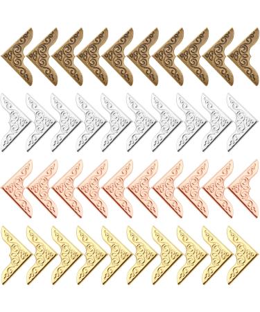 160 Pieces Metal Book Corner Protector Iron Corner Triangle Decorative Trim Metal Corner Protector Vintage Album Corners for Scrapbooking Photo Angle Book Cover Menus (Elegant Color)