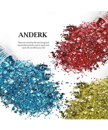 Shop Anderk 20 Boxes Glitter Chunky Face & Body Glitter for Makeup Nails Eyes & Hair 10ml 20 Vibrant Colors International Shipping Available - Buy Online on GoSupps.com