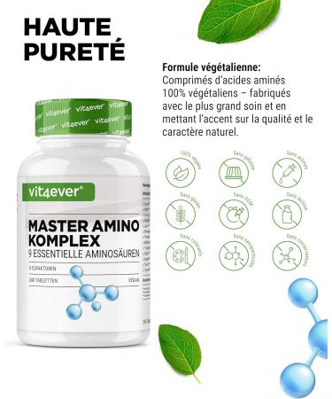 Complexe Master d Acides Amin s - 240 comprim s vegan avec 6000 mg par dose journali re et 13 acides amin s diff rents (y compris BCAA & cofacteurs) - comprim s EAA Pattern - Buy Online on GoSupps.com
