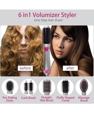 6 in 1 Hair Dryer Brush Styler with Negative Ionic Technology - Hot Air Brush, Hair Straightener, Curly Hair Comb - Detachable Design for Women - Perfect Girlfriend Gift - Buy Online on GoSupps.com