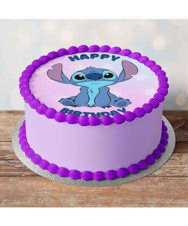 Stitch Themed PRECUT Cake Topper 8 Inch Round Edible Icing Sheet Birthday Cake Decoration - Buy Online on GoSupps.com