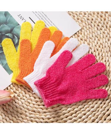WIFUN 8 PCS Exfoliating Gloves for Body Scrubbing - Dead Skin Remover Mitt for Men and Women (Rose Red Orange White Yellow) - Buy Online on GoSupps.com