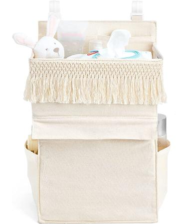 Macrame Diaper Organizer Caddy for Crib Changing Table - Nursery Baby Essentials Bag - Boho Decor Diaper Stacker Holder - Newborn Gift (Ivory) - Buy Online on GoSupps.com