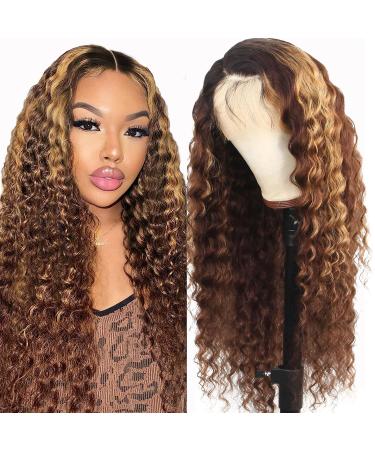 Honey Blonde Ombre Lace Front Wig Human Hair 13x6 Highlight Loose Deep Wave Lace Front Wigs Human Hair Colored Wigs for Women 180% Density OP42730 HD Lace Frontal Wig 12A Gluelesses Wigs Human Hair Pre Plucked SPARKLE DI...