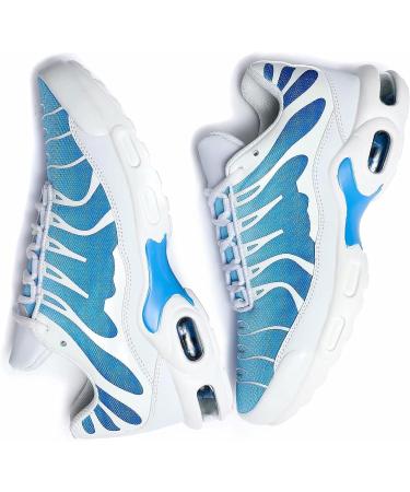 Pozvnn Men's Air Cushion Running Shoes - Lightweight Fashion Sneakers 8.5 White/Blue - Buy Online on GoSupps.com