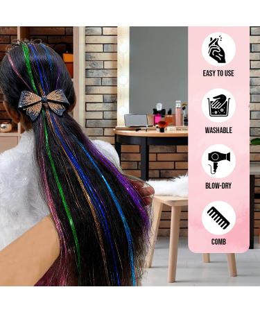 Zealibrate 12 Color Hair Tinsel Kit: 2400 Fairy Strands & Tools for Heat Resistant Rainbow Metallic Hair Extensions - Christmas & New Year Accessories - Buy Online on GoSupps.com