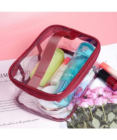 Travel Makeup Bag Set - 2 Pack Clear PVC Zippered Cosmetic Organizers (Wine Red, Navy) - Buy Online on GoSupps.com