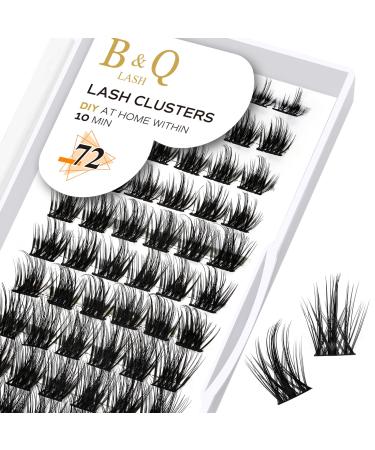 Cluster Lashes 16mm 72 Clusters B&Q Lash Clusters D Curl Individual Cluster Lashes Natural Eyelash Clusters DIY Lash Extensions Soft Fluffy Cluster Eyelash Extensions (B20 D-16mm) D-16 mm B 20