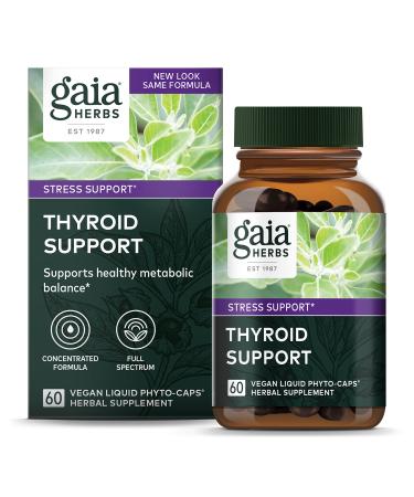 Gaia Herbs Thyroid Support - Made with Ashwagandha, Kelp, Brown Seaweed, and Schisandra to Support Healthy Metabolic Balance and Overall Well-Being - 60 Vegan Liquid Phyto-Capsules (20-Day Supply) 60 Count (Pack of 1)